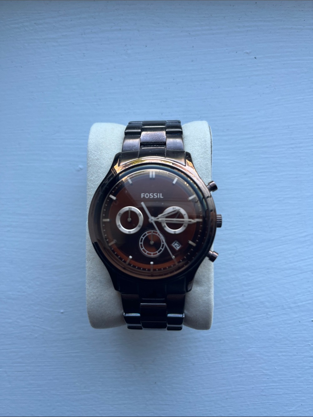 Fossil Brown Dial Bronze-Tone Men's Chronograph Watch. Excellent condition.